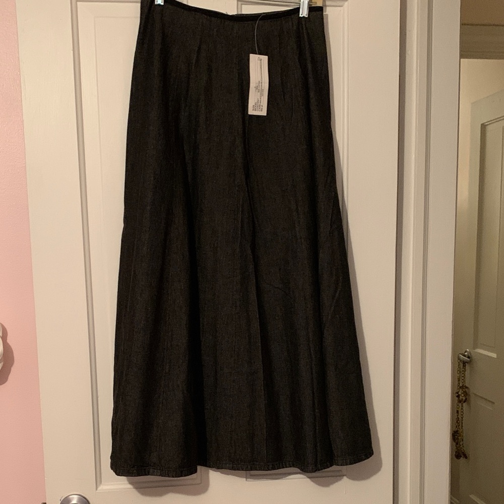 Andrea Jovine dark wash denim maxi Skirt